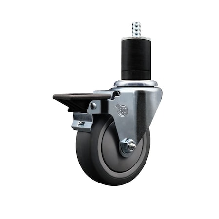 Service Caster 4'' Thermoplastic Rubber Swivel 1-3/4'' Expanding Stem Caster with Brake SCC-EX20S414-TPRB-PLB-134
